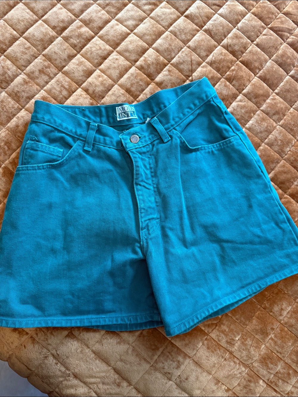 Moda International Vintage Teal High-Rise Jean Shorts